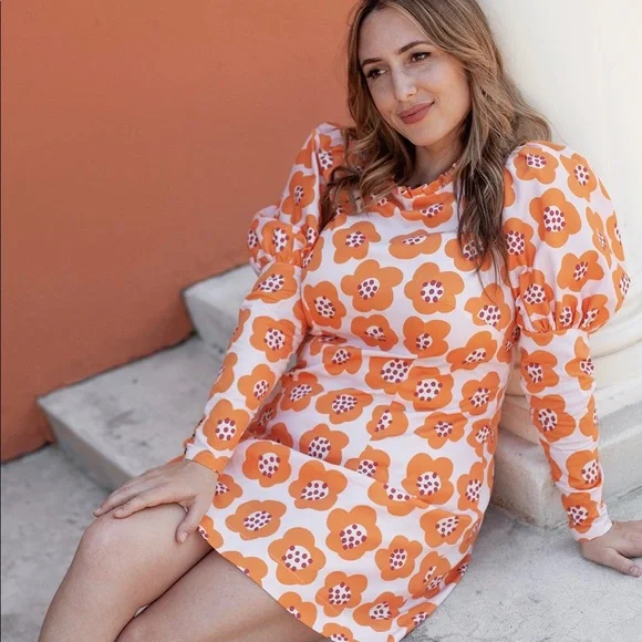 Dresses | Handmade Orange Floral Vintage 6s Style Princess Puff Sleeve Mini  Dress | Poshmark